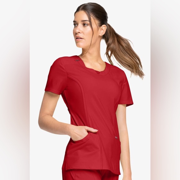 Infinity Women's 3-Pocket STRETCH Round Neck Scrub Top - Picture 1 of 9